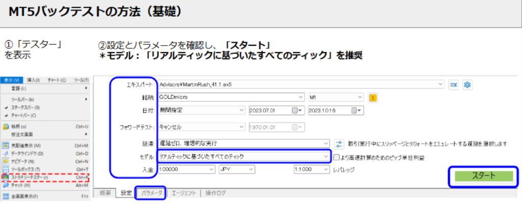 MT5バックテストの方法 (基礎)